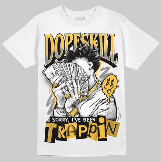 New Balance 9060 Varsity Gold (GS) DopeSkill T-Shirt Sorry I've Been Trappin Graphic Streetwear - White