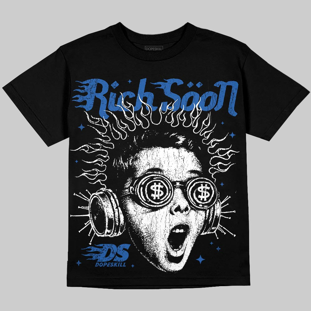 Jordan 3 "True Blue" DopeSkill Oversize Print T-Shirt Rich Soon Graphic Streetwear - Black