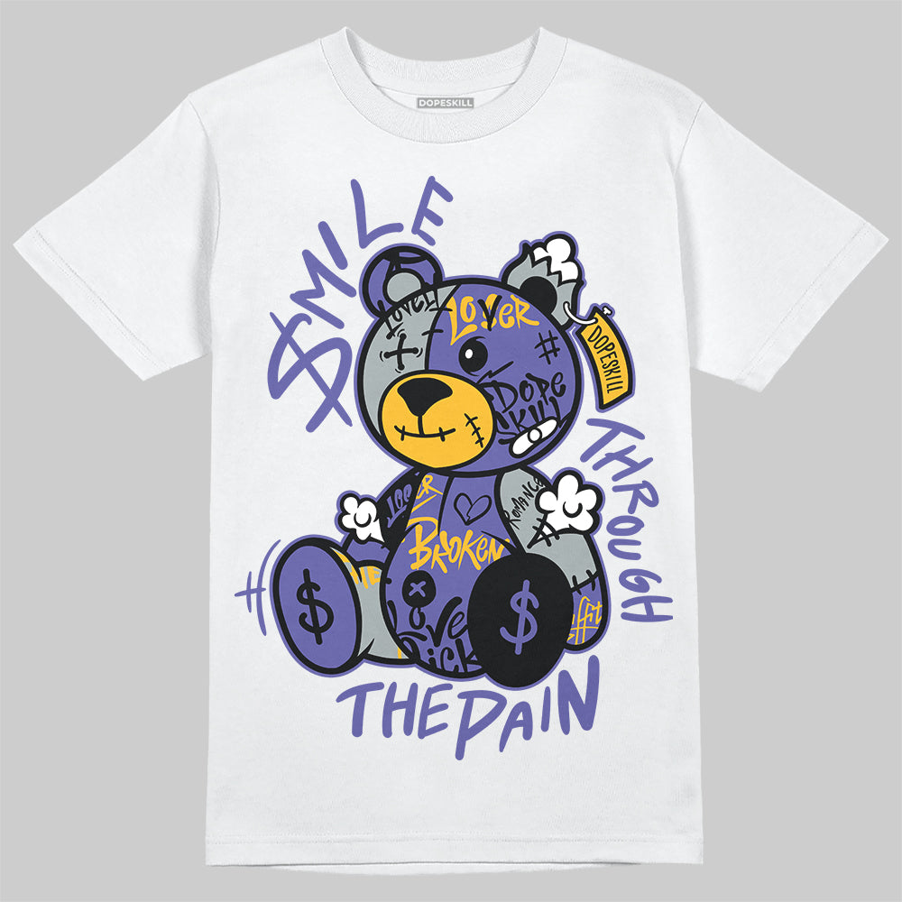 Jordan 4 Retro Lakers DopeSkill T-Shirt Smile Through The Pain Graphic Streetwear - White