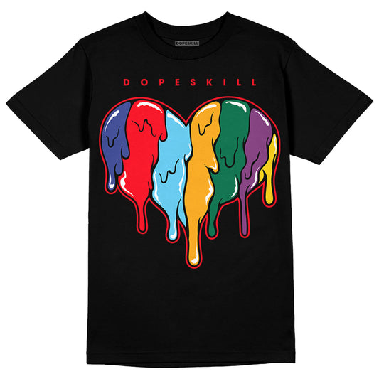 Jordan 1 Mid GS 'Six Championships' DopeSkill T-Shirt Slime Drip Heart Graphic Streetwear - black