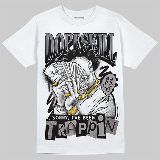 Lanvin Curb Sneakers White Anthracite DopeSkill T-Shirt Sorry I've Been Trappin Graphic Streetwear - White 