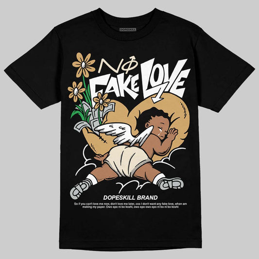 Jordan 5 Retro Reverse Metallic DopeSkill T-Shirt No Fake Love Graphic Streetwear - Black