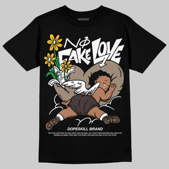 SoleFly x Air Jordan 12 Retro SP 'Cafecito/Baroque Brown' DopeSkill T-Shirt No Fake Love Graphic Streetwear - Black