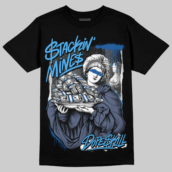 Jordan 11 Retro Low Diffused Blue DopeSkill T-Shirt Stackin Mines Graphic Streetwear - Black