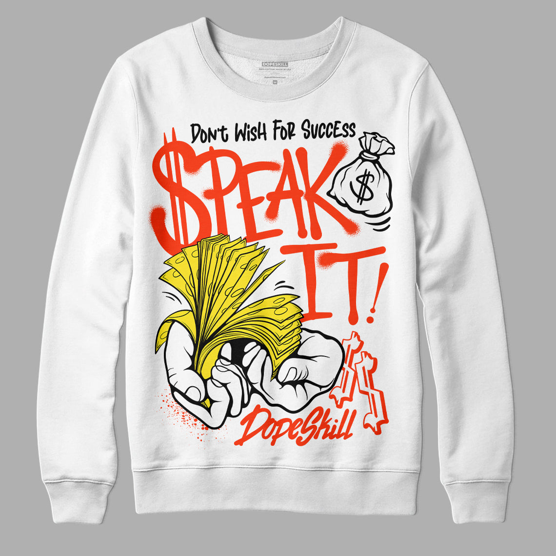 Jordan 4 Retro “Vivid Sulfur” DopeSkill Sweatshirt Speak It Graphic Streetwear - White 