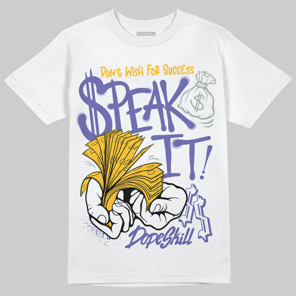 Jordan 4 Retro Lakers DopeSkill T-Shirt Speak It Graphic Streetwear - White