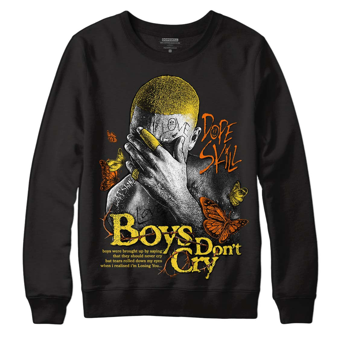 Jordan 4 Thunder DopeSkill Sweatshirt Boys Don't Cry Graphic Streetwear - Black