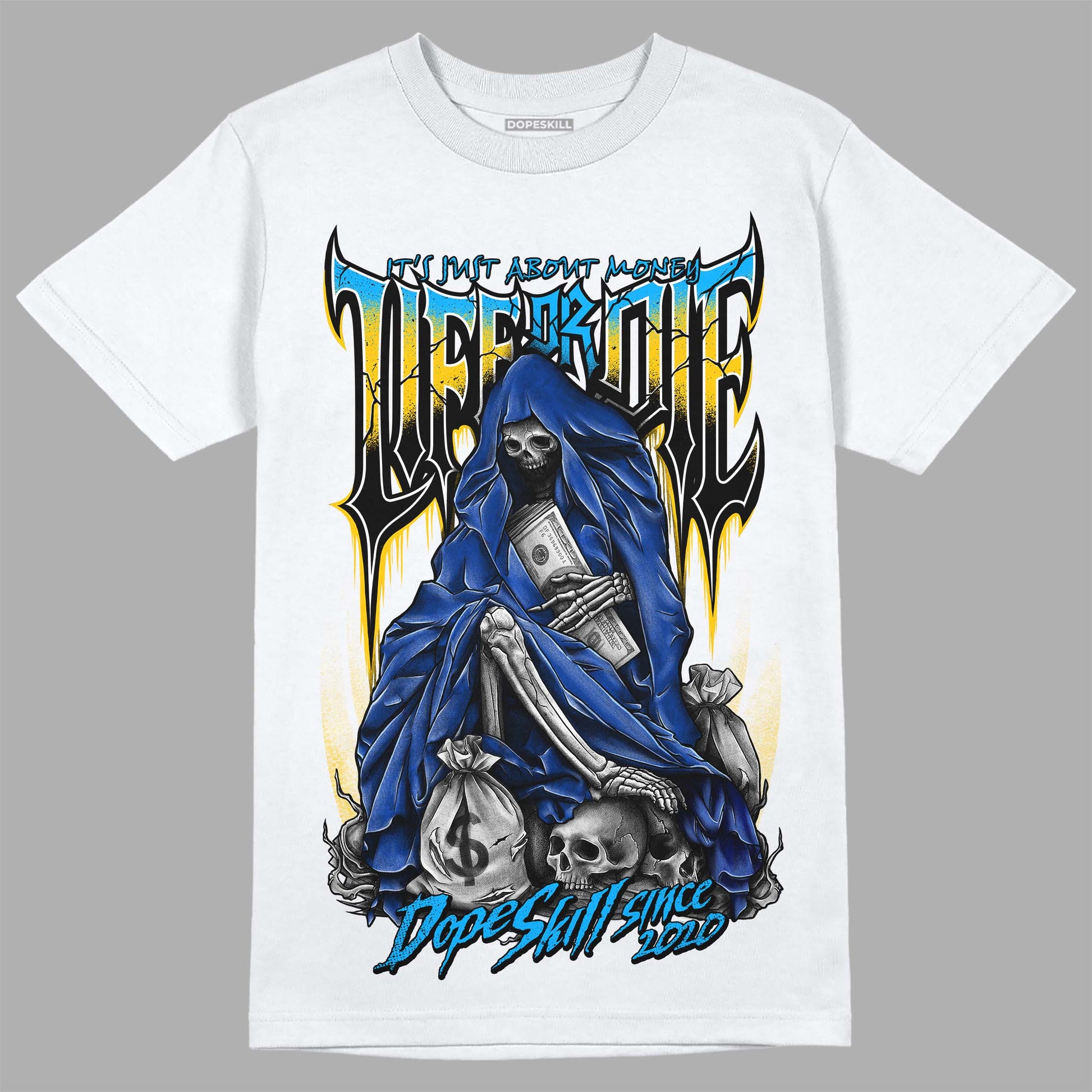 Jordan 14 “Laney” DopeSkill T-Shirt Life or Die Graphic Streetwear - White