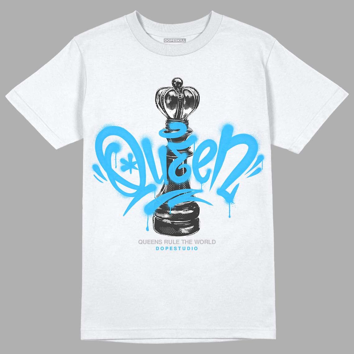 Jordan 2 Low "University Blue" DopeSkill T-Shirt Queen Chess Graphic Streetwear - White