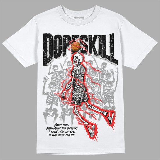 Jordan Spizike Low Bred DopeSkill T-Shirt Thunder Dunk Graphic Streetwear - White 