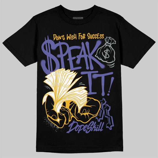 Jordan 4 Retro Lakers DopeSkill T-Shirt Speak It Graphic Streetwear - Black