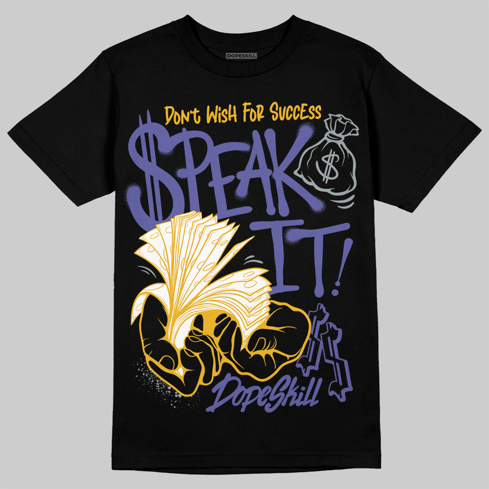Jordan 4 Retro Lakers DopeSkill T-Shirt Speak It Graphic Streetwear - Black
