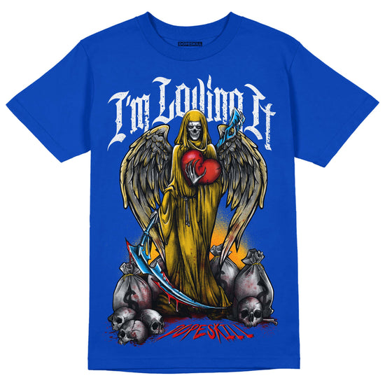 Jordan 14 “Laney” DopeSkill Varsity Royal T-Shirt New I'm Loving It Graphic Streetwear