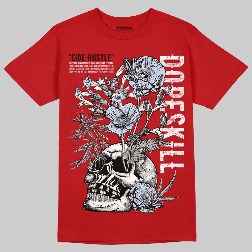 Jordan 5 Retro Fire Red Black Tongue (2025) DopeSkill T-Shirt Side Hustle Graphic Streetwear - Red