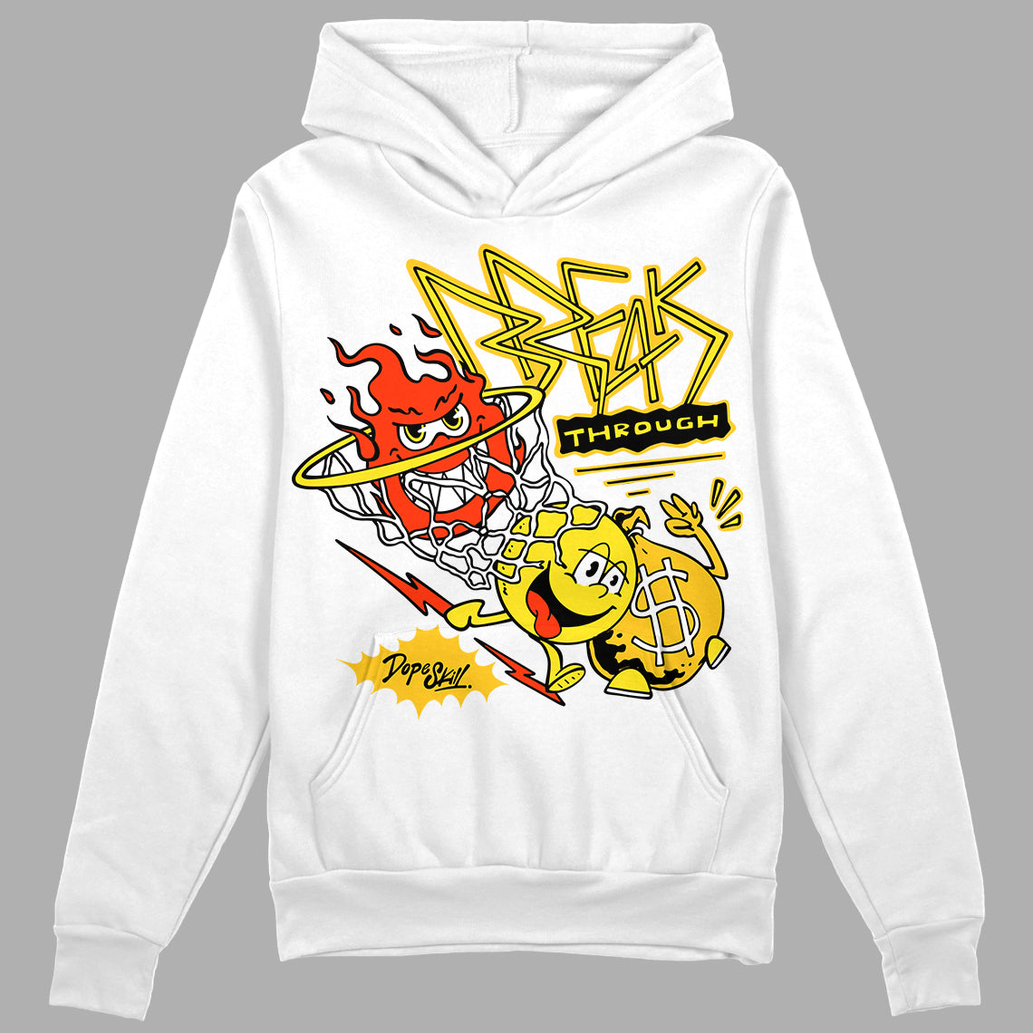 Jordan 4 Retro “Vivid Sulfur” DopeSkill Hoodie Sweatshirt Break Through Graphic Streetwear - White