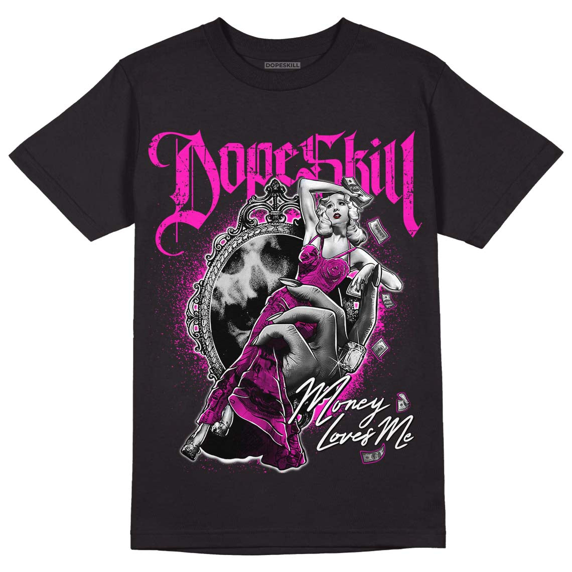 Dunk Low GS “Active Fuchsia” DopeSkill T-Shirt Money Loves Me Graphic Streetwear - Black