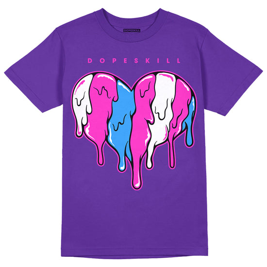 Dunk Low Championship Court Purple DopeSkill Purple T-shirt Slime Drip Heart Graphic Streetwear