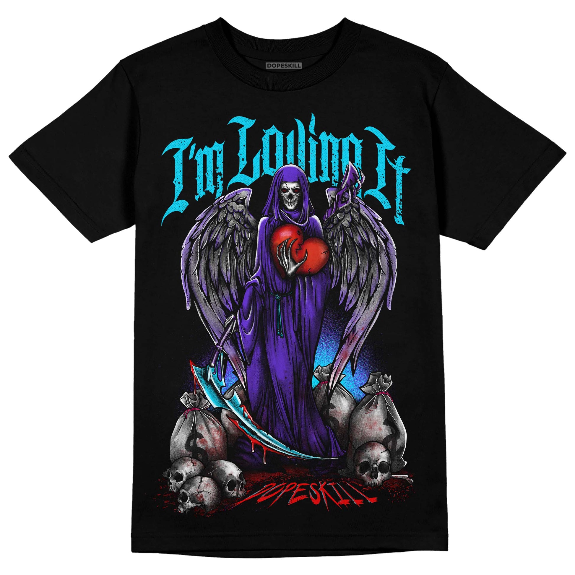 Jordan 6 "Aqua" DopeSkill T-Shirt New I'm Loving It Graphic Streetwear - Black 