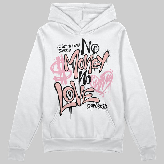 AMIRI White & Pink Stars Court Sneakers DopeSkill Hoodie Sweatshirt No Money No Love Typo Graphic Streetwear - White