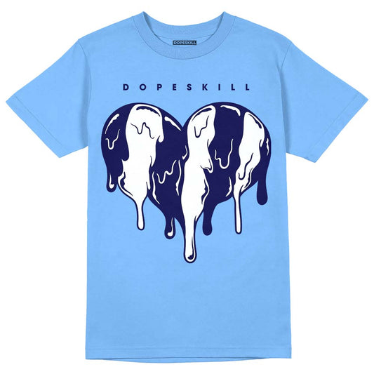 Dunk Low Retro White Polar Blue DopeSkill University Blue T-shirt Slime Drip Heart Graphic Streetwear