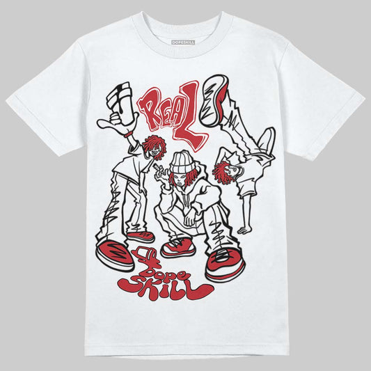 Jordan 5 Retro Fire Red Black Tongue (2025) DopeSkill T-Shirt Real Y2K Players Graphic Streetwear - White 