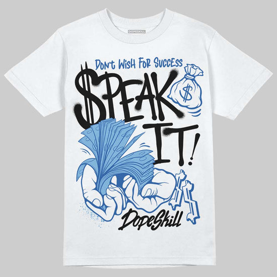 Air Foamposite One “International Blue” DopeSkill T-Shirt Speak It Graphic Streetwear - White