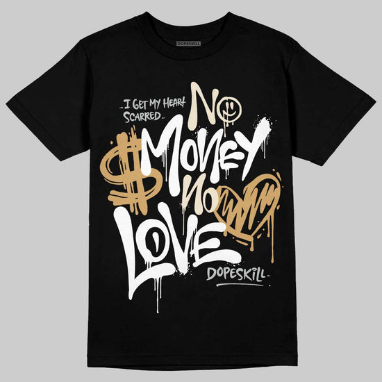 Jordan 5 Retro Reverse Metallic DopeSkill T-Shirt No Money No Love Typo Graphic Streetwear - Black