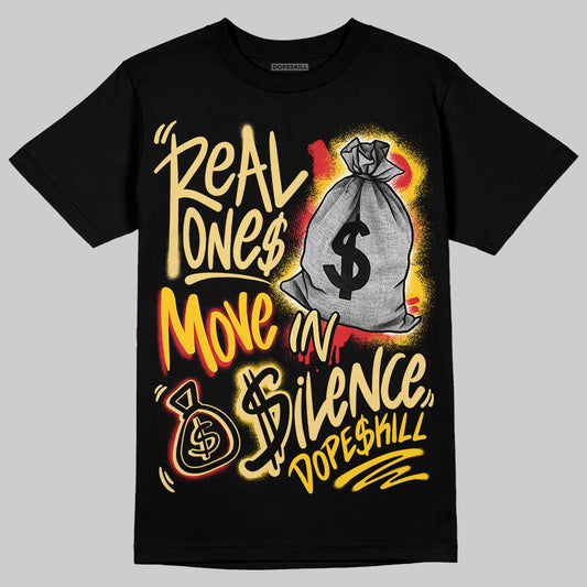 Quai 54 x Air Jordan 1 Retro Low OG Tour Yellow Black DopeSkill T-Shirt Real Ones Move In Silence Graphic Streetwear - black