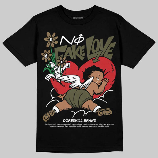 Adidas Samba OG Focus Olive Gum DopeSkill T-Shirt No Fake Love Graphic Streetwear - Black