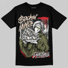 Travis Scott x Jordan 1 Medium Olive DopeSkill T-Shirt Stackin Mines Graphic Streetwear - Black