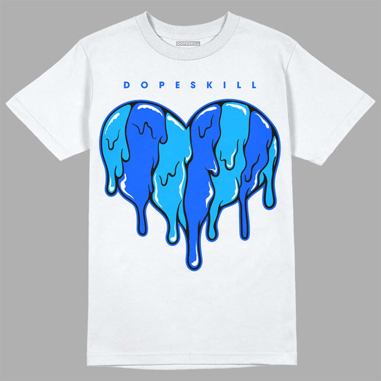 Royal Blue Sneakers DopeSkill T-Shirt Slime Drip Heart Graphic Streetwear - White