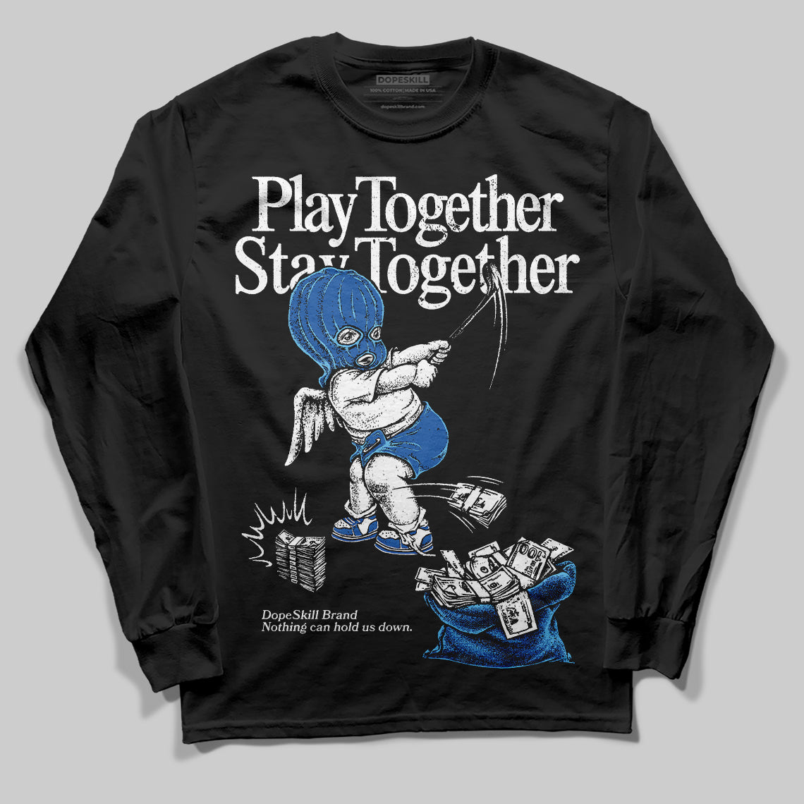 Jordan 12 “Blueberry” DopeSkill Long Sleeve T-Shirt Play together, Stay together Graphic Streetwear - Black