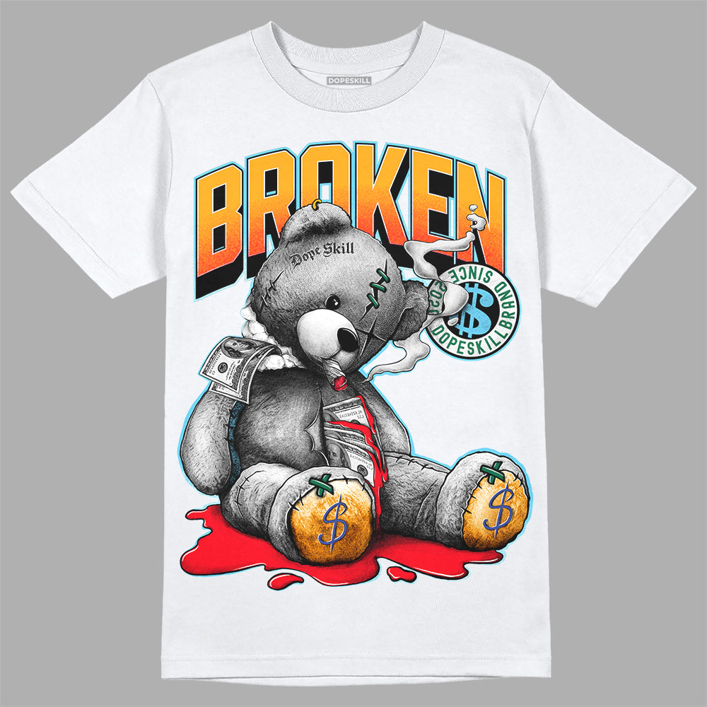 Jordan 1 Mid GS 'Six Championships' DopeSkill T-Shirt Sick Bear Graphic Streetwear - White