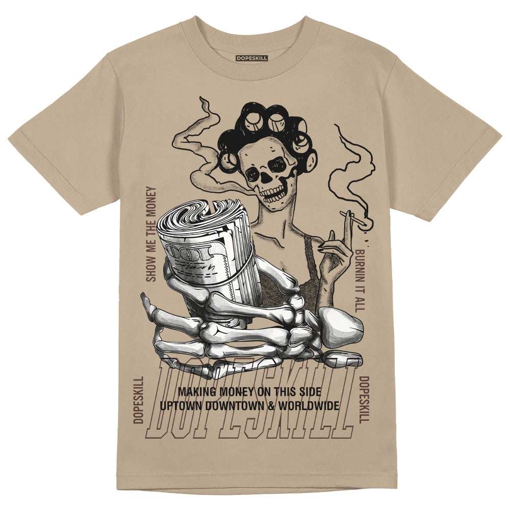 Jordan 1 High OG “Latte” DopeSkill Medium Brown T-shirt Show Me The Money Graphic Streetwear