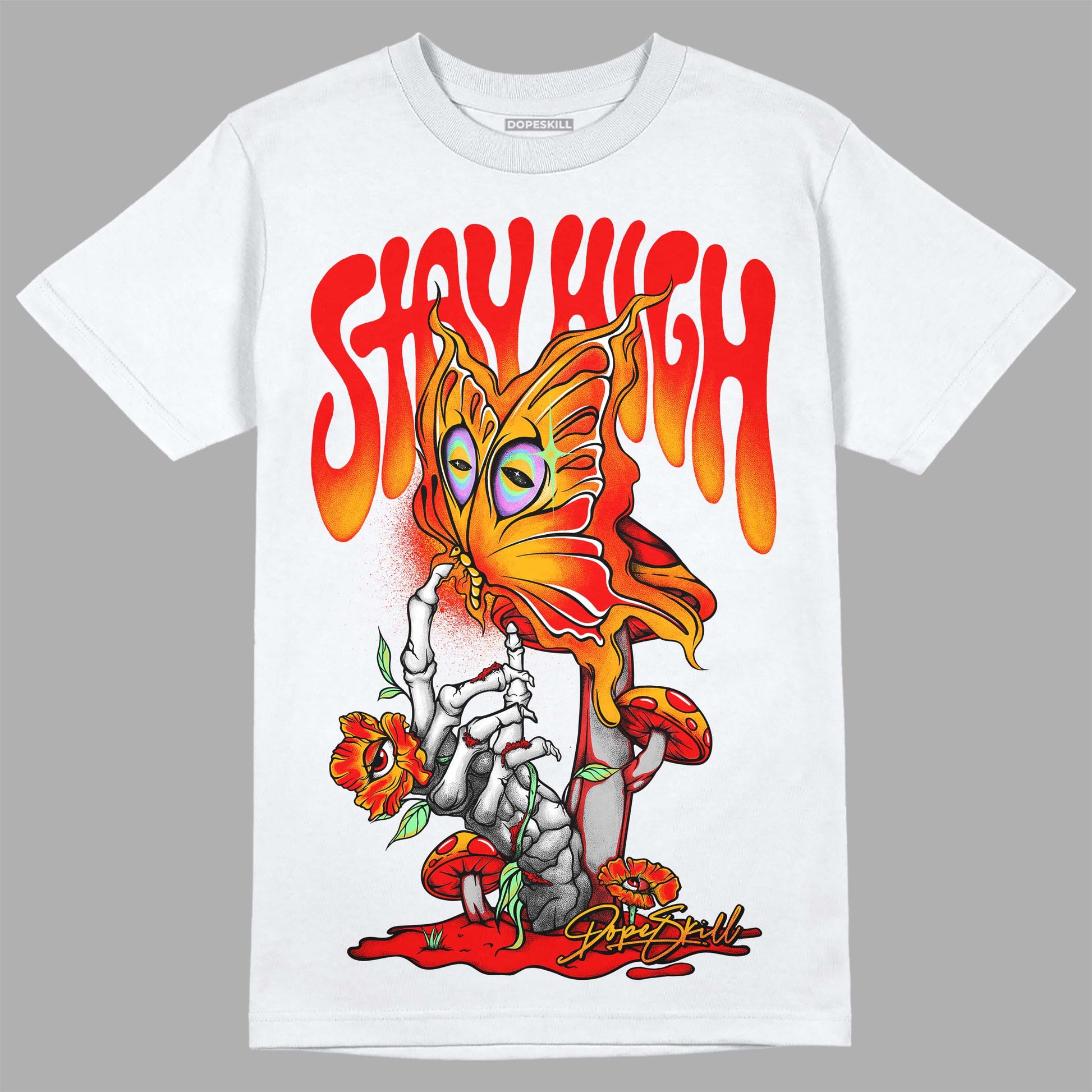 Red Sneakers DopeSkill T-Shirt Stay High Graphic Streetwear - WHite