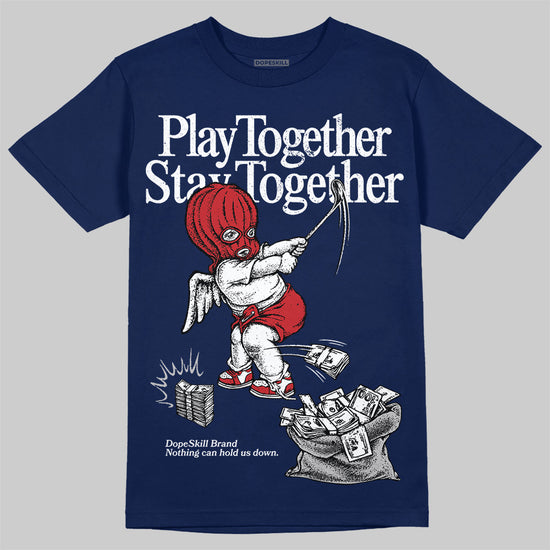 Jordan 4 SB “Summit White/Navy” DopeSkill T-Shirt Play together, Stay together Graphic Streetwear - Navy