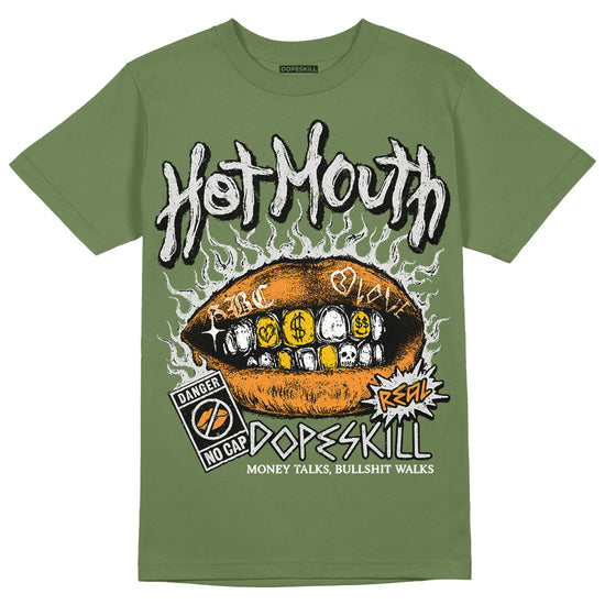 Jordan 5 "Olive" DopeSkill Olive T-Shirt Hot Mouth Graphic Streetwear