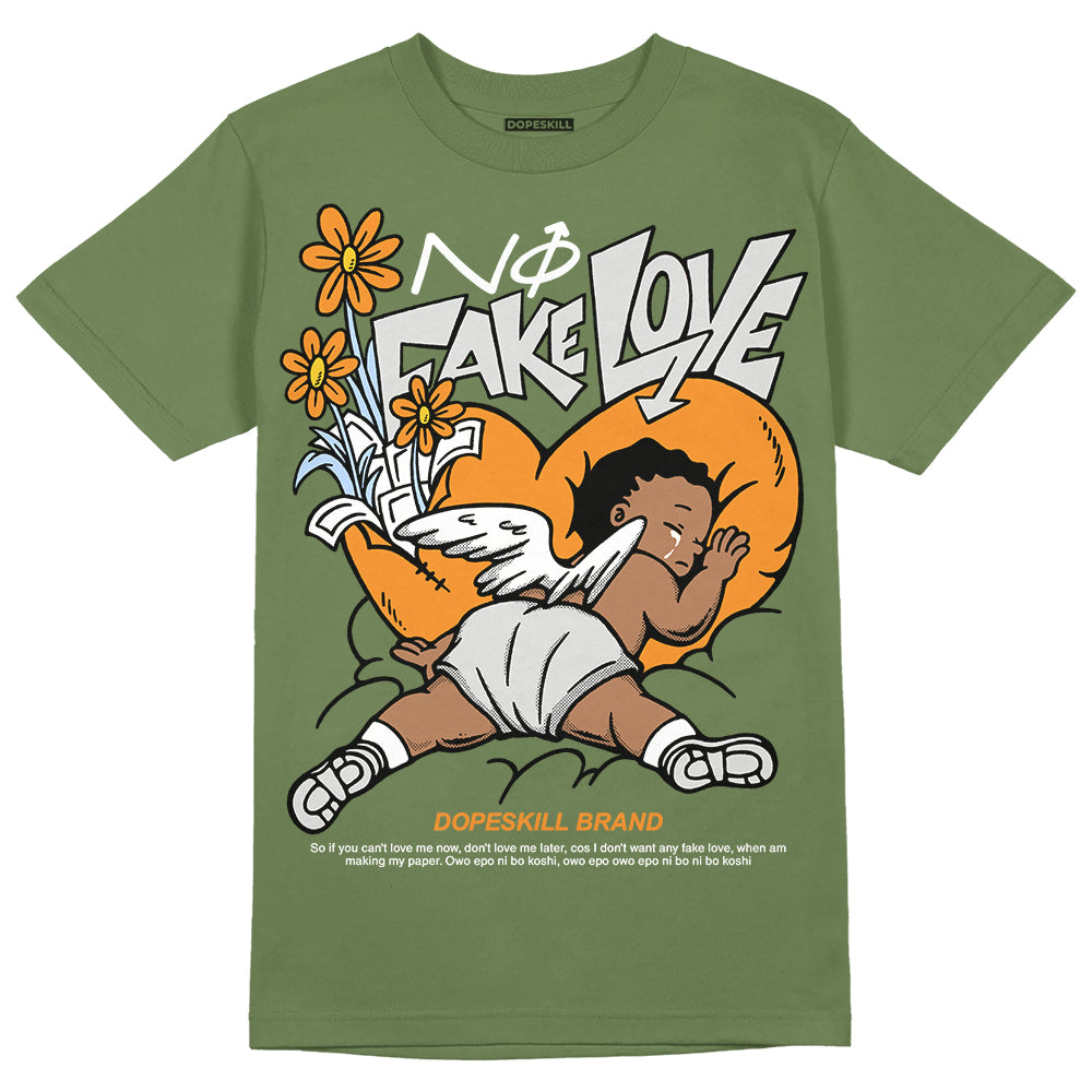 Jordan 5 "Olive" DopeSkill Olive T-Shirt No Fake Love Graphic Streetwear
