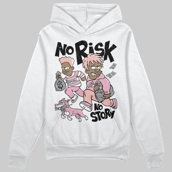 AMIRI White & Pink Stars Court Sneakers DopeSkill Hoodie Sweatshirt No Risk No Story Graphic Streetwear - White