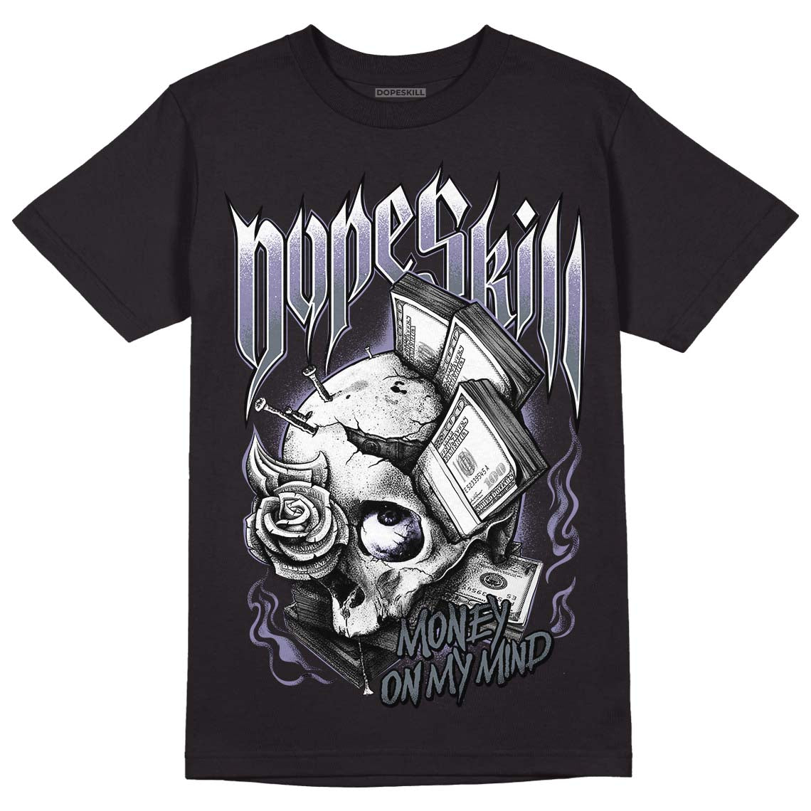 Jordan 5 Retro Low Indigo Haze DopeSkill T-Shirt Money On My Mind Graphic Streetwear  - Black