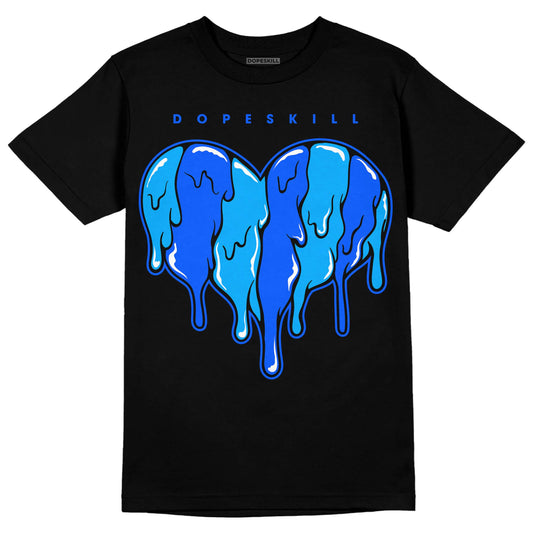 Royal Blue Sneakers DopeSkill T-Shirt Slime Drip Heart Graphic Streetwear - Black