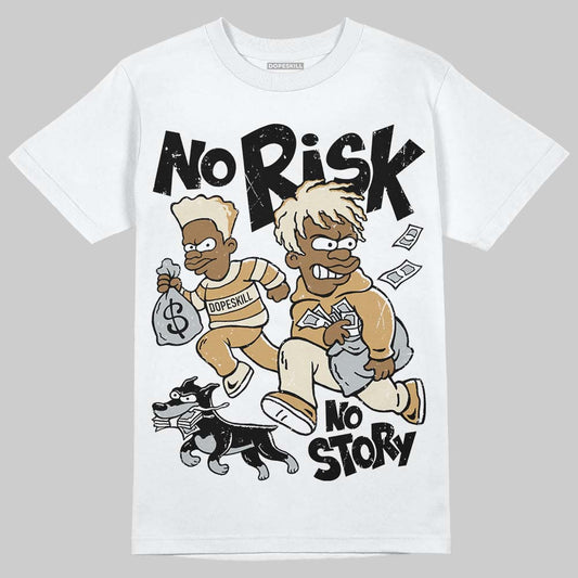 Jordan 5 Retro Reverse Metallic DopeSkill T-Shirt No Risk No Story Graphic Streetwear - White