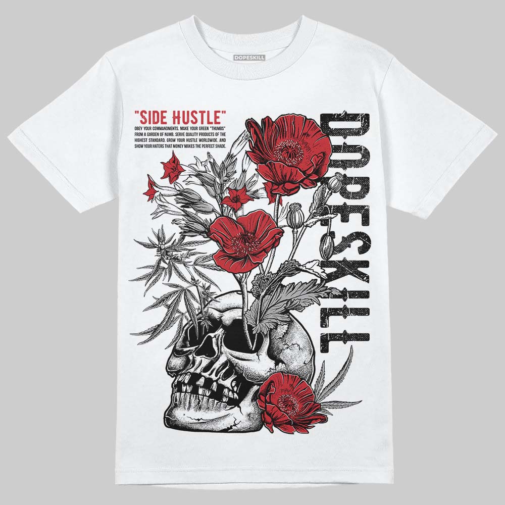 Jordan 5 Retro Fire Red Black Tongue (2025) DopeSkill T-Shirt Side Hustle Graphic Streetwear - White
