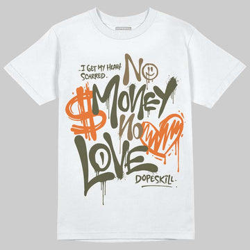 Adidas Samba OG Focus Olive Gum DopeSkill T-Shirt No Money No Love Typo Graphic Streetwear - White