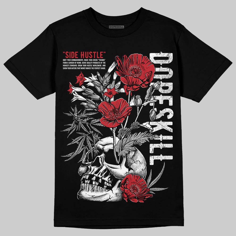 Jordan 5 Retro Fire Red Black Tongue (2025) DopeSkill T-Shirt Side Hustle Graphic Streetwear - Black