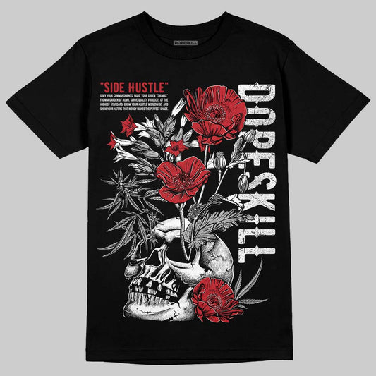 Jordan 5 Retro Fire Red Black Tongue (2025) DopeSkill T-Shirt Side Hustle Graphic Streetwear - Black