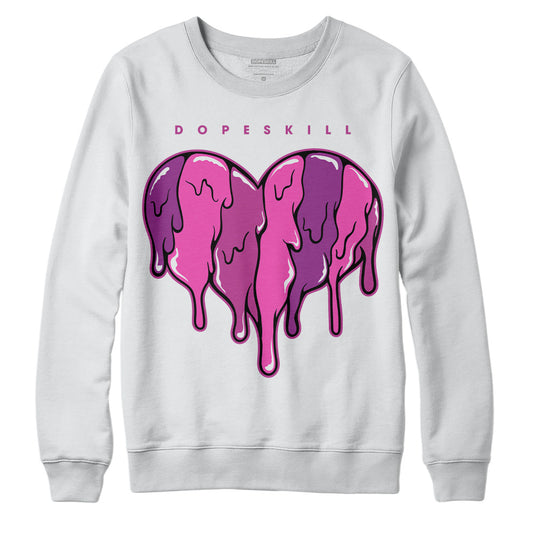 Jordan 4 GS “Hyper Violet” DopeSkill Sweatshirt Slime Drip Heart Graphic Streetwear - White 