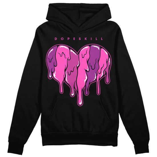 Jordan 4 GS “Hyper Violet” DopeSkill Hoodie Sweatshirt Slime Drip Heart Graphic Streetwear - Black