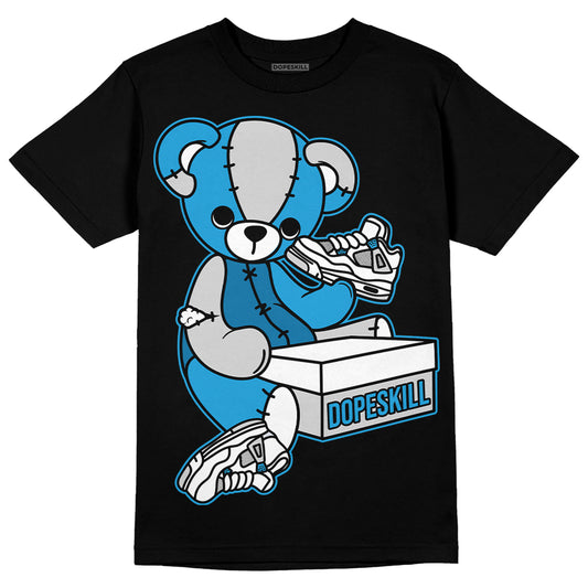 Jordan 4 Retro Military Blue DopeSkill T-Shirt Sneakerhead BEAR Graphic Streetwear - Black