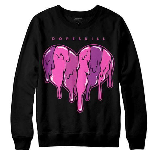 Jordan 4 GS “Hyper Violet” DopeSkill Sweatshirt Slime Drip Heart Graphic Streetwear - Black